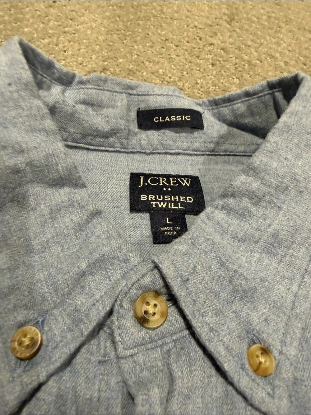 J. Crew Men's Light Blue Brusjwd Twill Button-Down Shirt